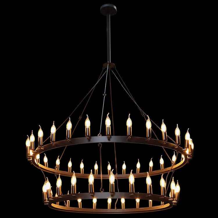 Two Tier Round Ranch Iron Pendant