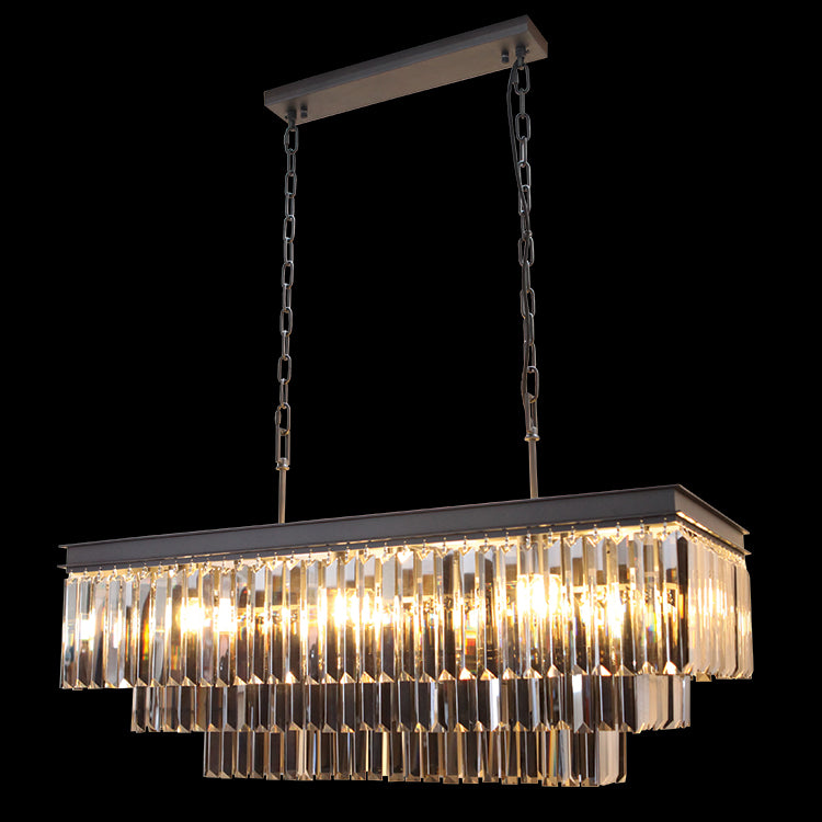 Smoke Crystal Rectangular Chandelier